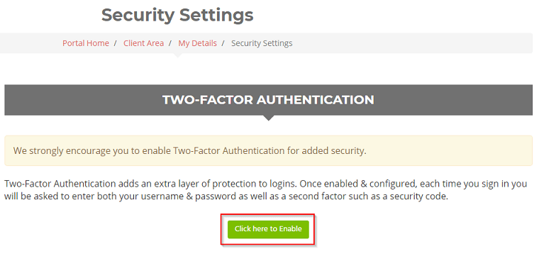 Enable two-factor authentication