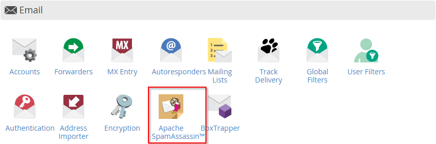 Select Email > Apache SpamAssassin