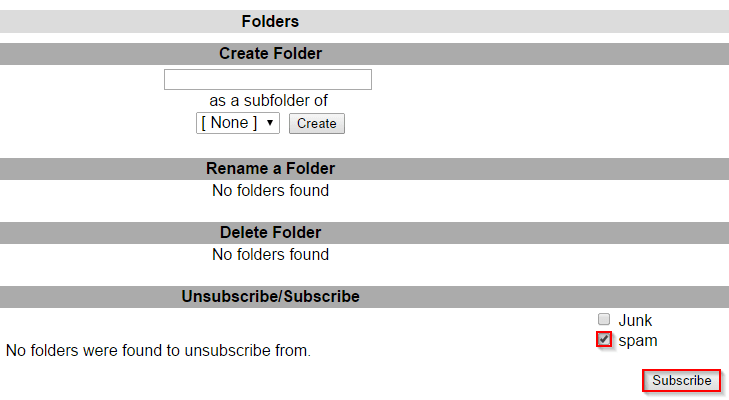 Select spam and click Subscribe