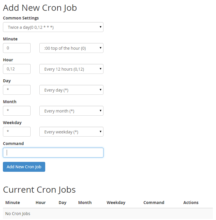 Add the command for the cron job